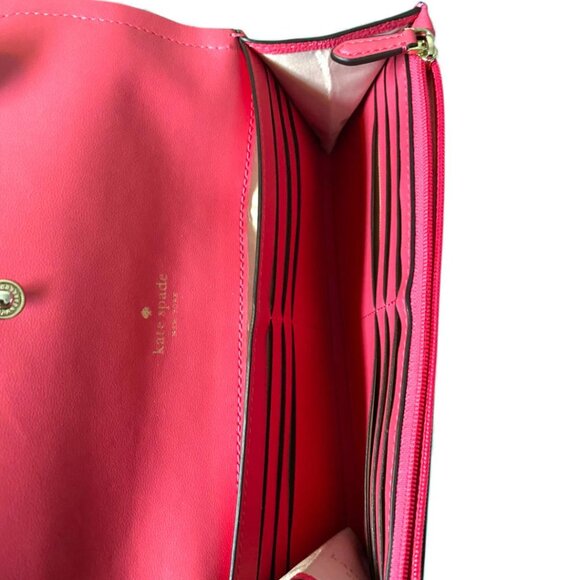KATE SPADE - Rosie Large Flap Leather Wallet-Pink Peppercorn - Picture 4 of 4
